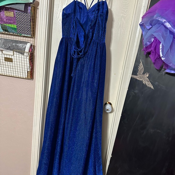 Royal blue corset top dress with built in cups Size 14 - Picture 2 of 4